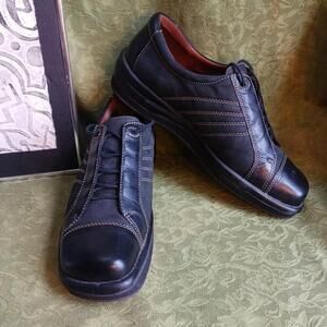 Kumfs Black Leather Suede Quilted Sneakers US 10 EU 43